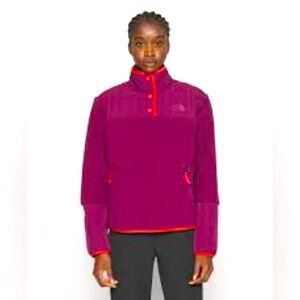 The North Face Burgundy and Pink Fleece Quarter Snap Pullover Size Small NWT
